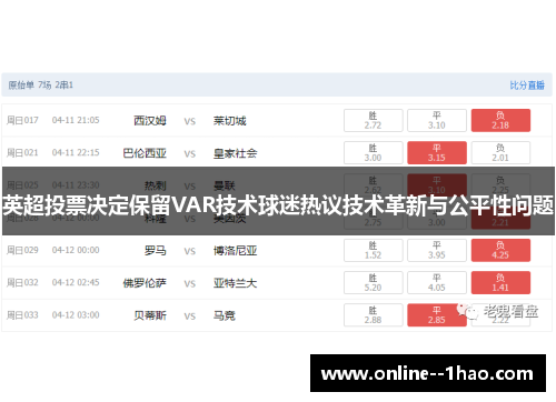 英超投票决定保留VAR技术球迷热议技术革新与公平性问题